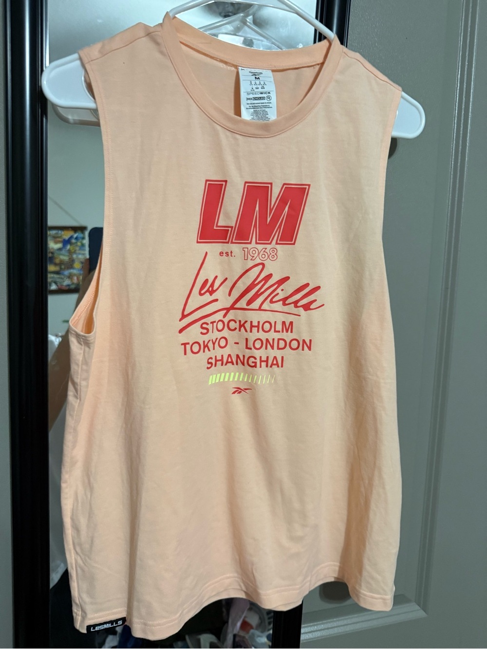 Reebok Peach Muscle Tank with Red Logo